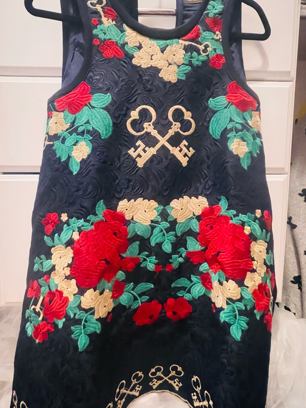 Beautiful navy blue embroidered statement dress
